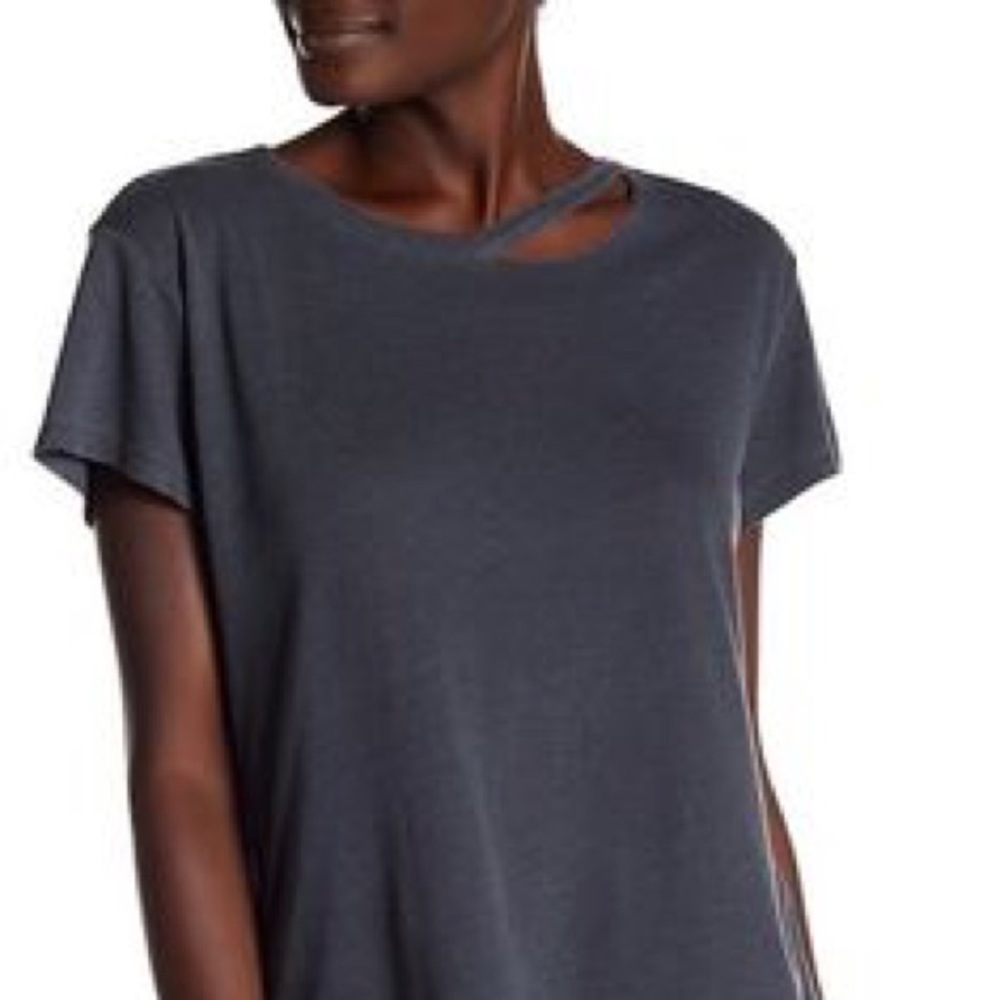 Abound Dark Gray Splice Neck Tee, Sz M